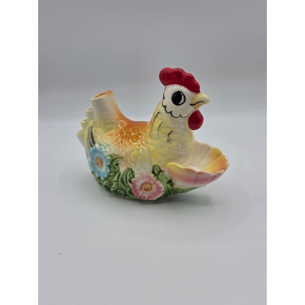 Vintage cermaic Rooster measuring spoon holder Anthromorphic MCM retro Kitchen